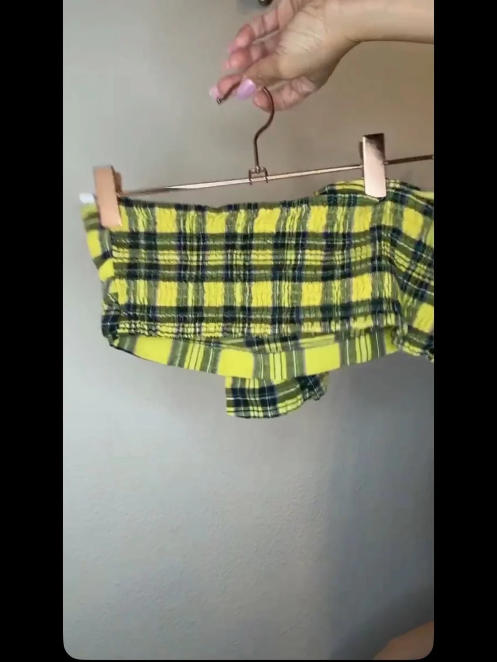 Yellow Plaid Ruffle Mini Top